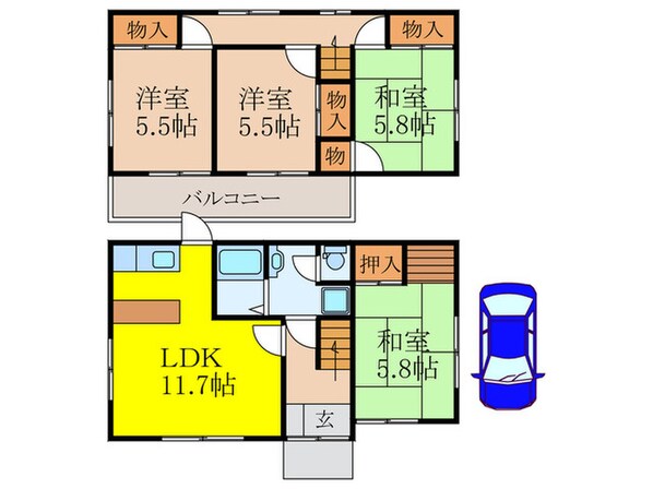 鼓が滝３丁目２－３９貸家の物件間取画像